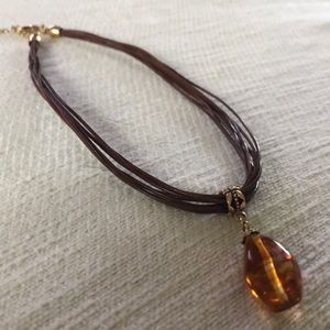 Lia Sophia Amber colored stone necklace